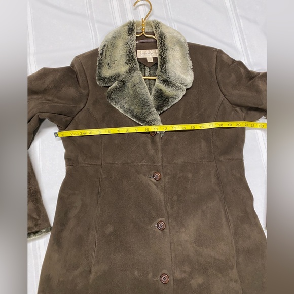 Jones New York Long Faux Suede Jacket with Faux Fur Collar Size M - Picture 3 of 10